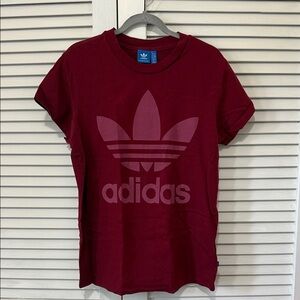 Adidas Burgundy Heavyweight Tee with Trefoil Logo